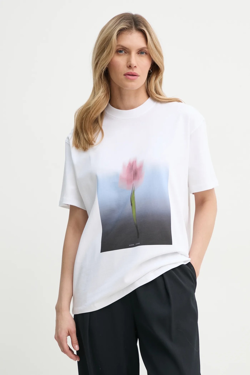 Samsoe Samsoe tricou din bumbac SAEIRA femei, culoarea alb, F25100136