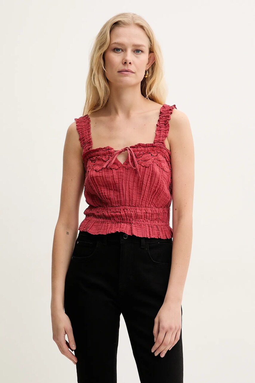 Levně Halenka Guess REYA dámská, červená barva, s aplikací, W5GH0U WE340