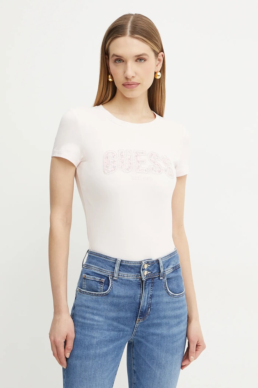 Levně Tričko Guess růžová barva, W5GI04 J1314