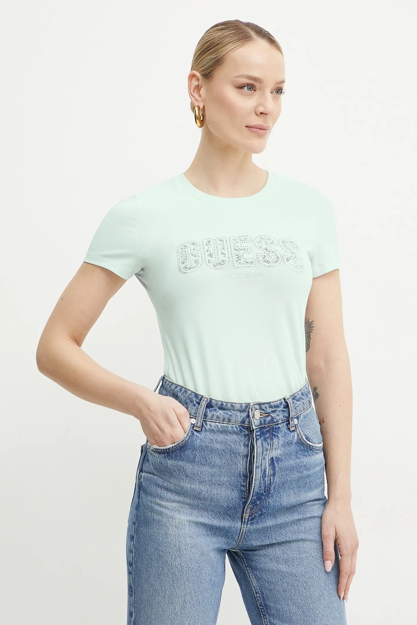 

Тениска Guess в синьо W5GI04 J1314, Тюркоазен