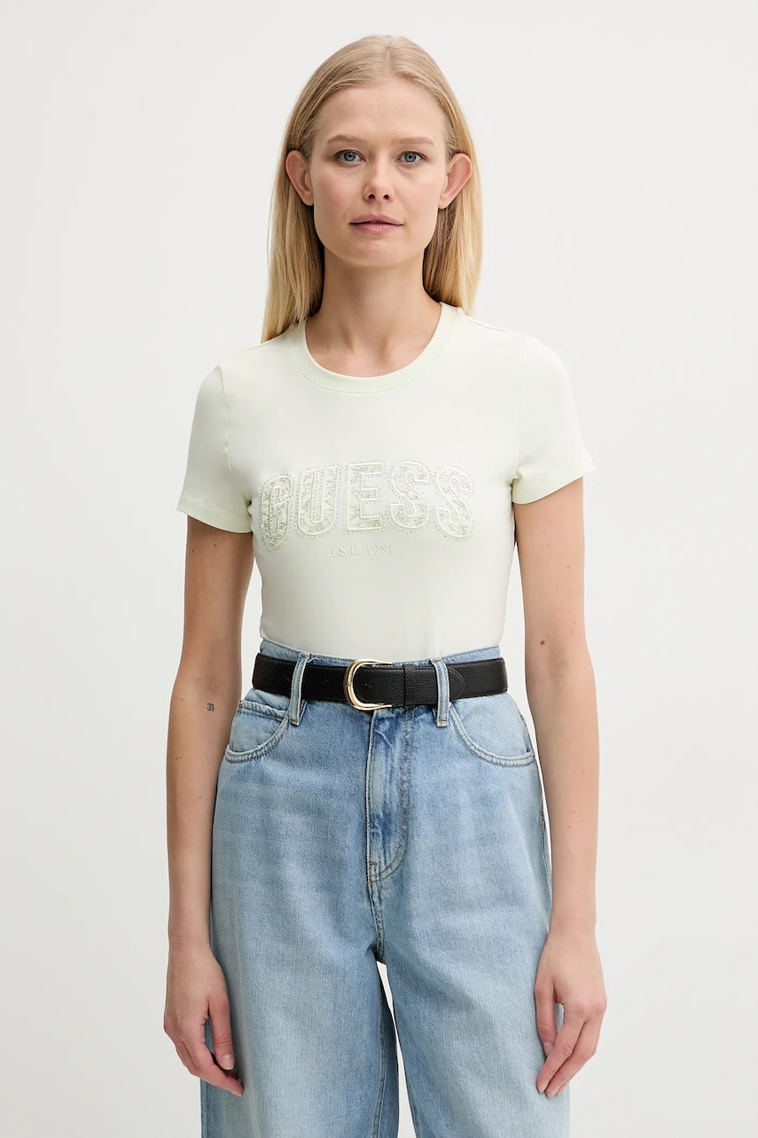 Levně Tričko Guess béžová barva, W5GI04 J1314