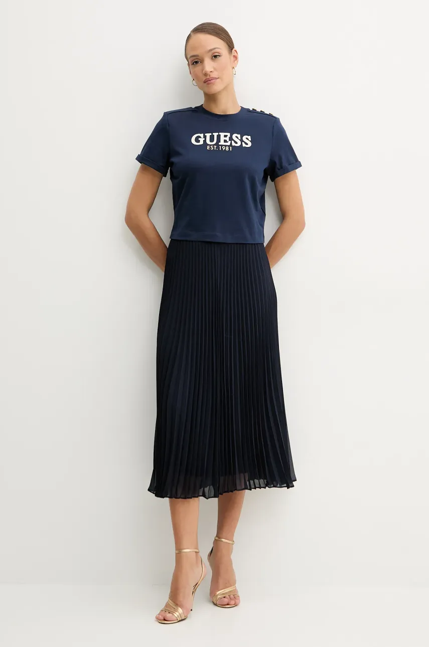 Хлопковая футболка Guess женская цвет синий W5GI15 K8FQ4 Хлопковая футболка Guess женская цвет синий W5GI15 K8FQ4
