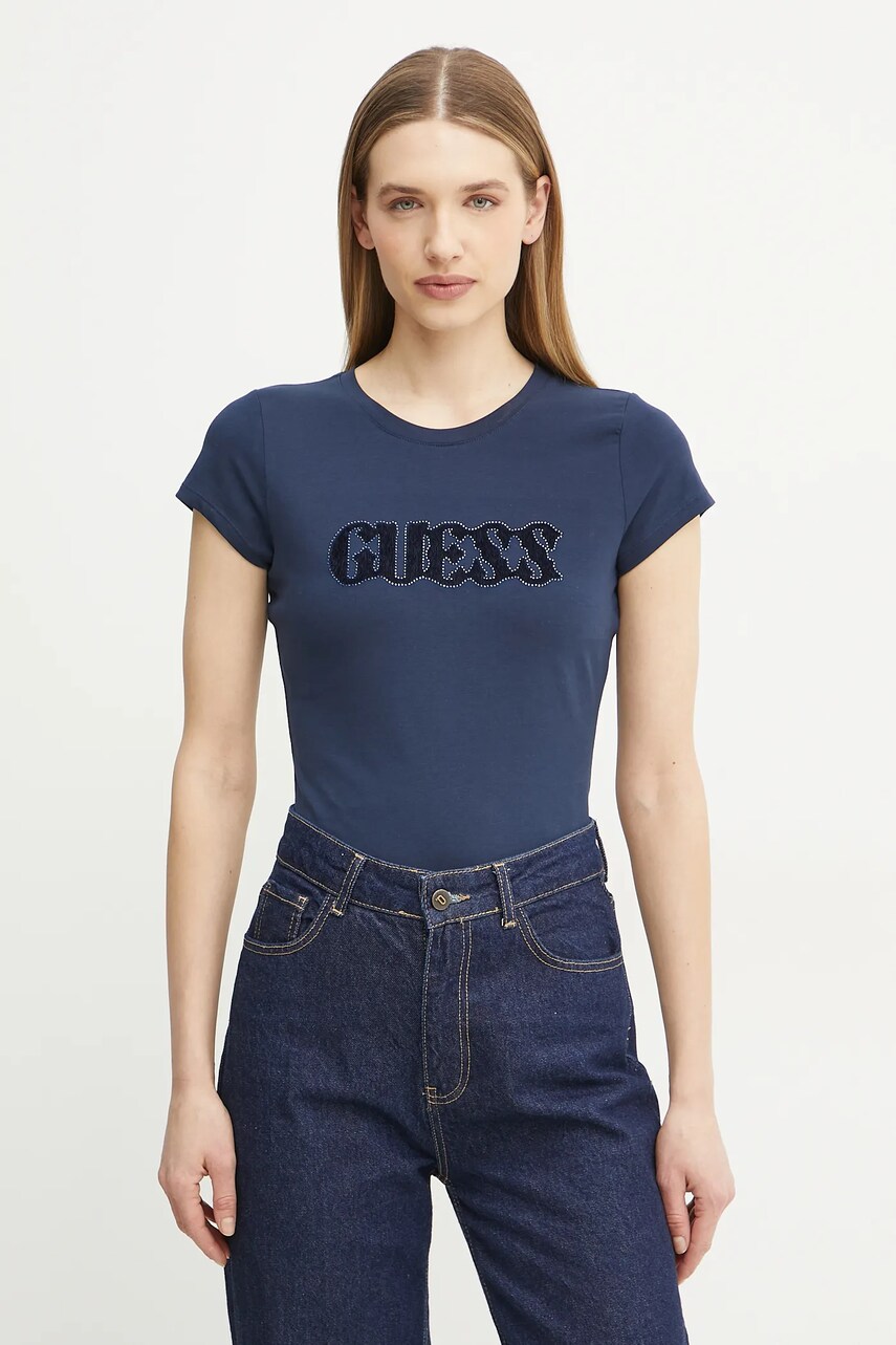 

Тениска Guess в тъмносиньо W5GI42 J1314, Тъмносин