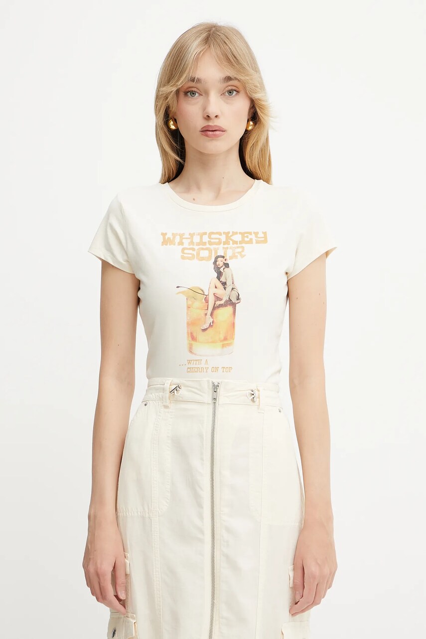 Levně Tričko Guess dámské, béžová barva, W5GI48 K49A1