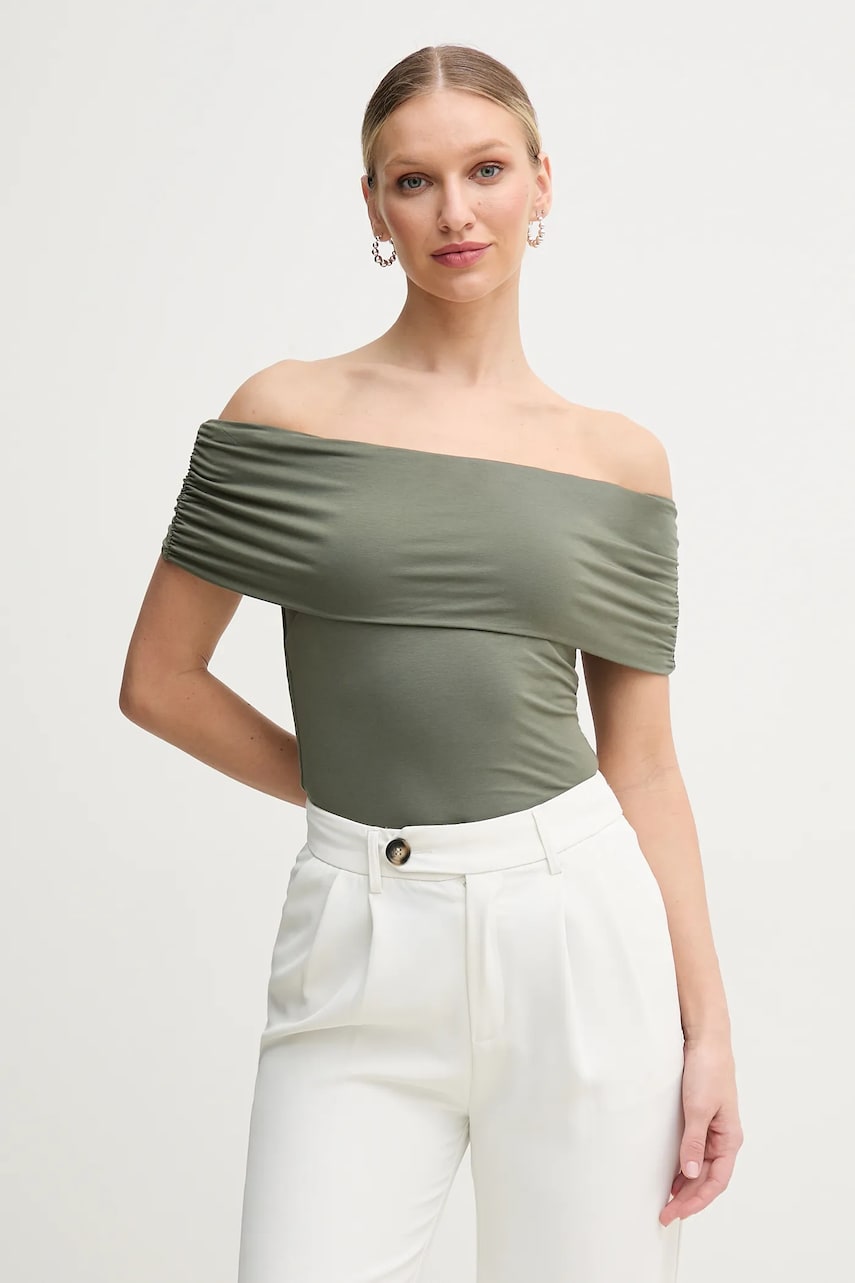 Levně Halenka Guess CHARLOTTE dámská, zelená barva, hladká, W5GP08 KACM2
