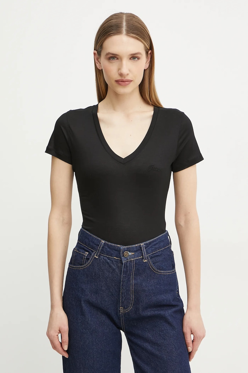 Levně Tričko Guess dámské, černá barva, W5GP31 KCSX2