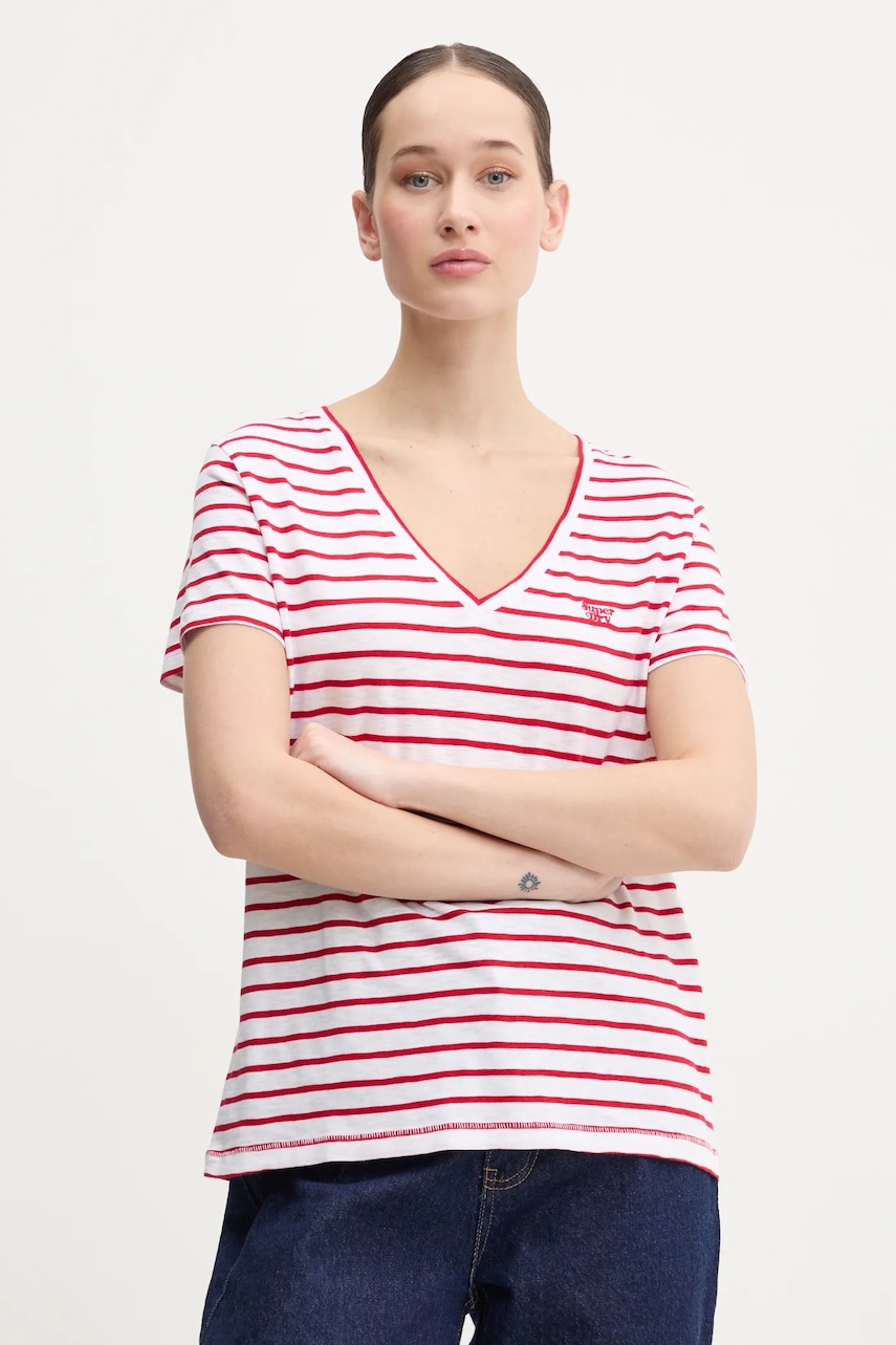 Superdry tricou femei, culoarea alb, W1011181A-E4M Superdry tricou femei, culoarea alb, W1011181A-E4M