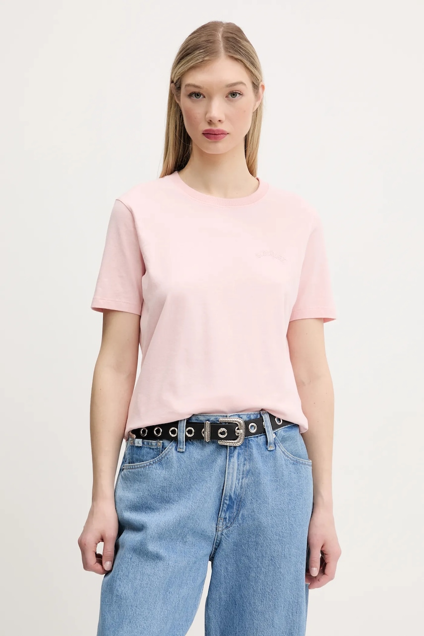 Superdry tricou din bumbac femei, culoarea roz, W1011644A-2LY