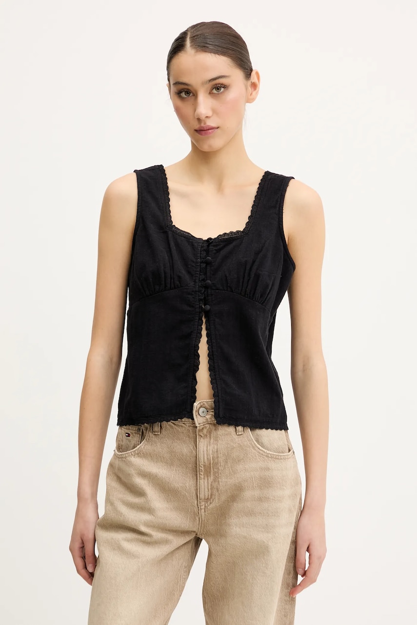 Superdry bluză din bumbac culoarea negru, uni, W6012019A-02A Superdry bluză din bumbac culoarea negru, uni, W6012019A-02A