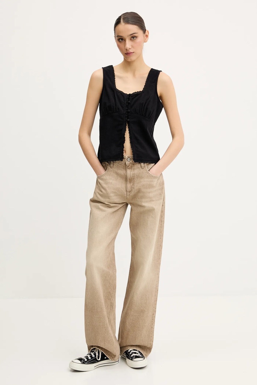 Хлопковая блузка Superdry цвет чёрный однотонная W6012019A-02A