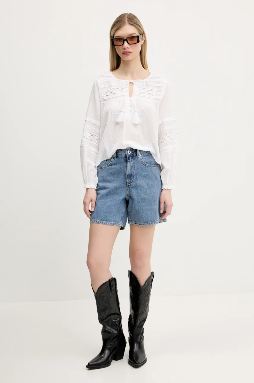 Хлопковая блузка Superdry женская цвет белый однотонная W6012022A-71D Хлопковая блузка Superdry женская цвет белый однотонная W6012022A-71D