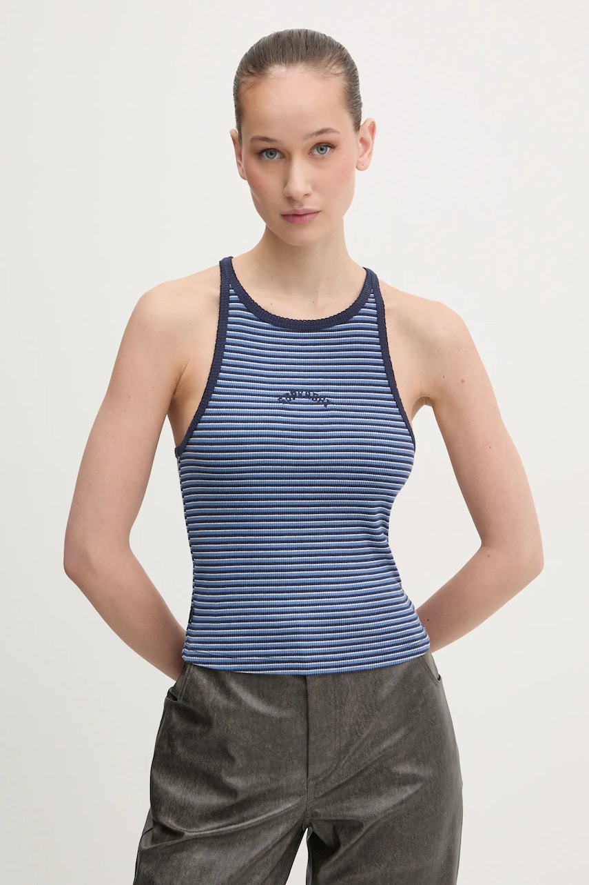 Superdry top din bumbac culoarea bleumarin, W6012055A-F5K Superdry top din bumbac culoarea bleumarin, W6012055A-F5K