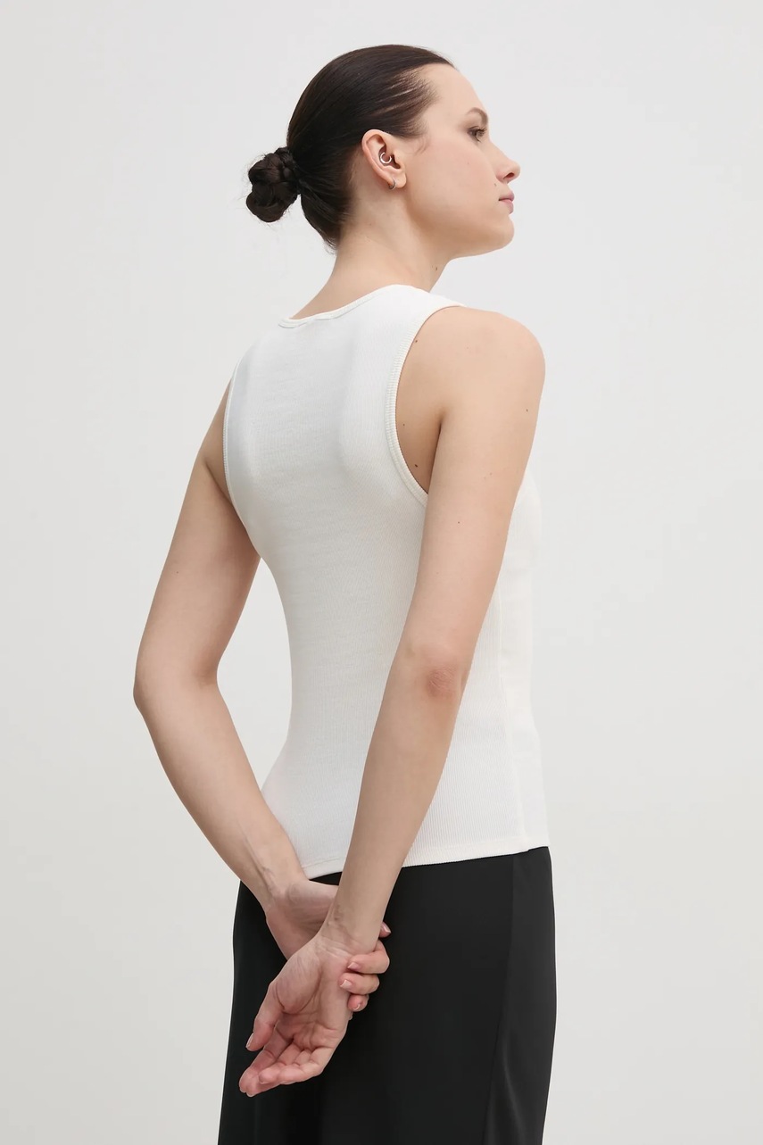 Top Tommy Hilfiger χρώμα: μπεζ, WW0WW44572 φωτογραφία