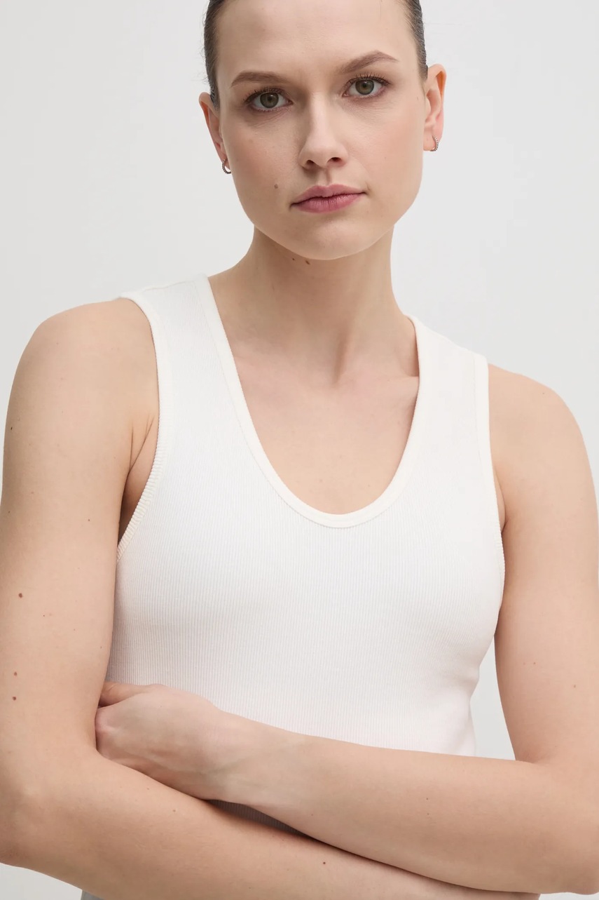 Top Tommy Hilfiger χρώμα: μπεζ, WW0WW44572 φωτογραφία