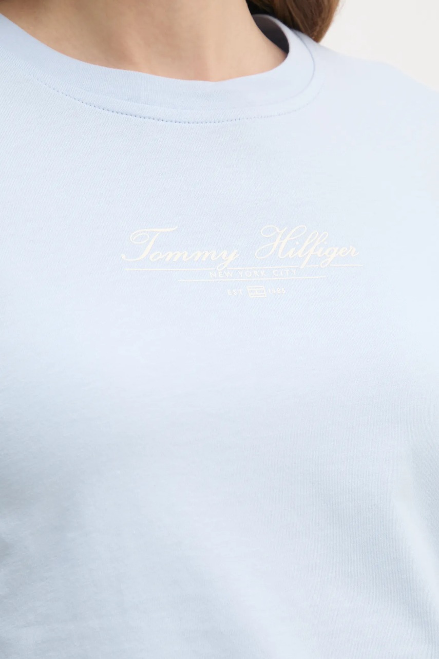 Βαμβακερό μπλουζάκι Tommy Hilfiger γυναικείο, χρώμα: μπλε, WW0WW45428 φωτογραφία