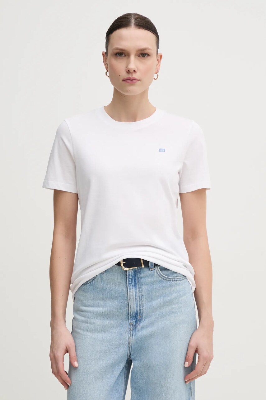 Levně Bavlněné tričko Tommy Hilfiger bílá barva, WW0WW45522