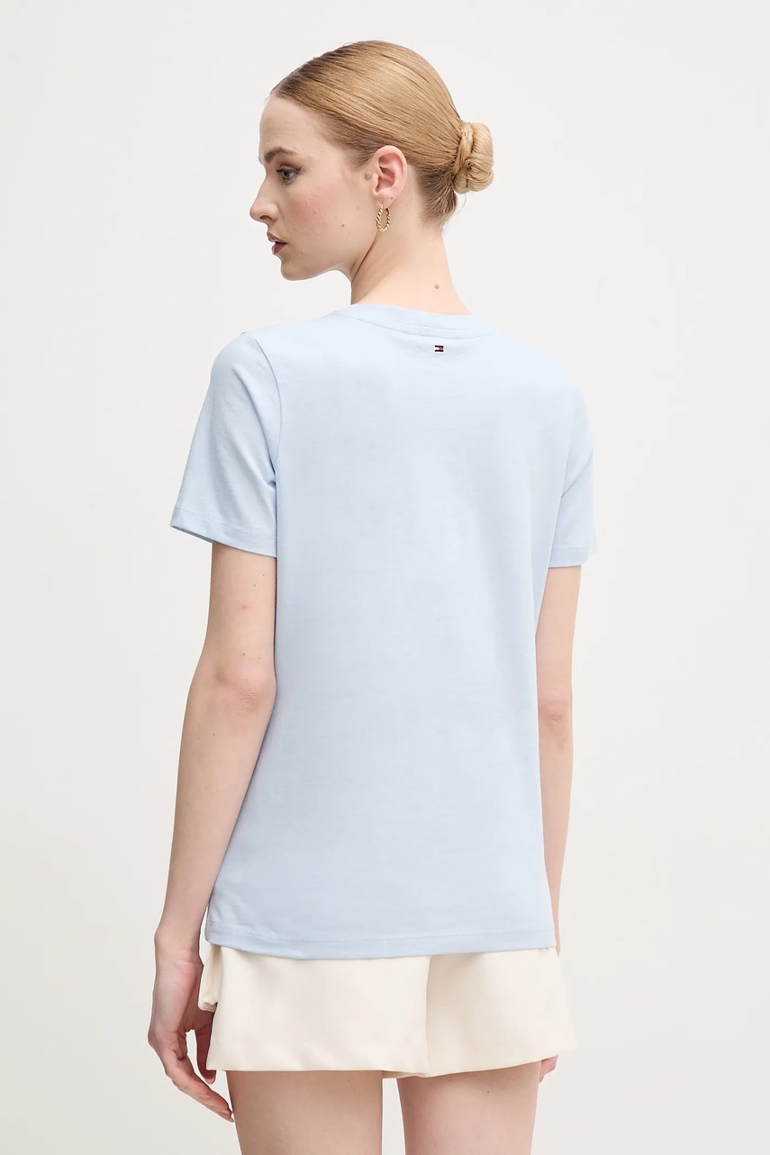 Βαμβακερό μπλουζάκι Tommy Hilfiger γυναικείο, χρώμα: μπλε, WW0WW45522 φωτογραφία