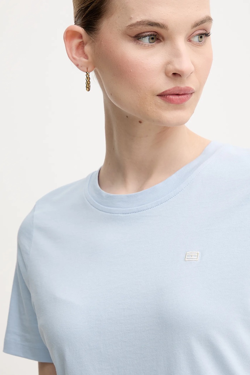 Βαμβακερό μπλουζάκι Tommy Hilfiger γυναικείο, χρώμα: μπλε, WW0WW45522 φωτογραφία