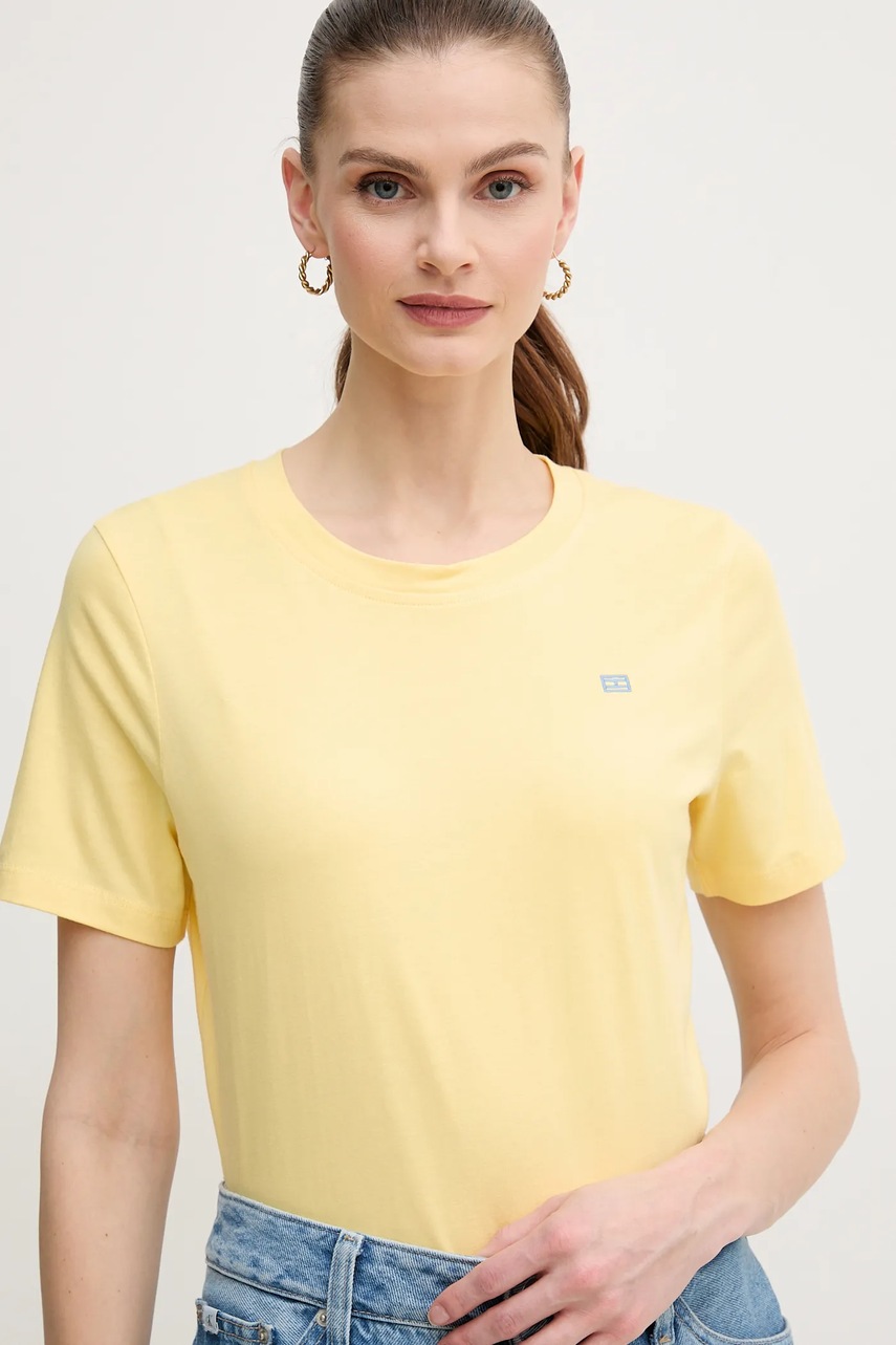 Βαμβακερό μπλουζάκι Tommy Hilfiger γυναικείο, χρώμα: κίτρινο, WW0WW45522 φωτογραφία