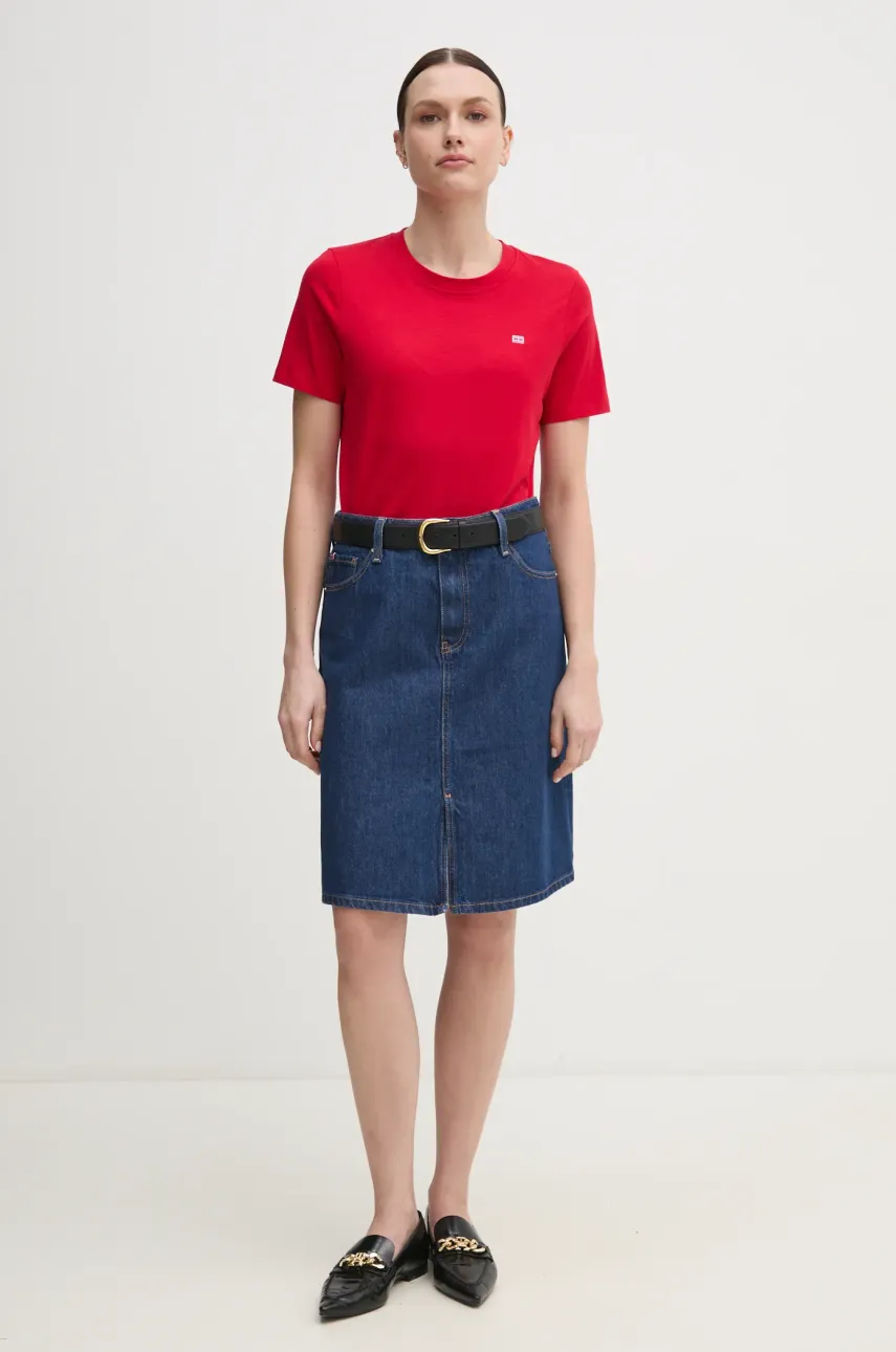 Хлопковая футболка Tommy Hilfiger женская цвет красный WW0WW45522 Хлопковая футболка Tommy Hilfiger женская цвет красный WW0WW45522
