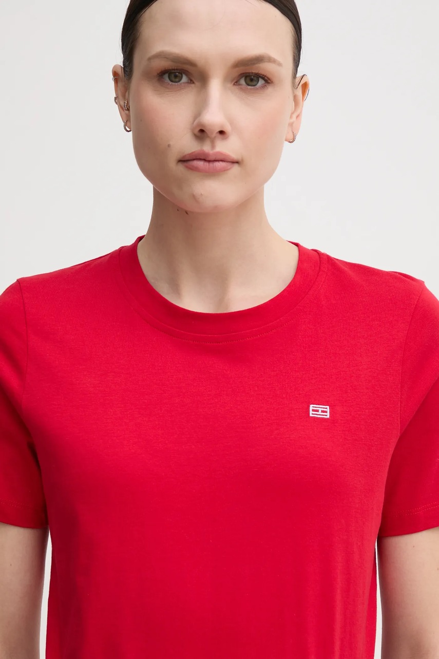 Βαμβακερό μπλουζάκι Tommy Hilfiger γυναικείο, χρώμα: κόκκινο, WW0WW45522 φωτογραφία