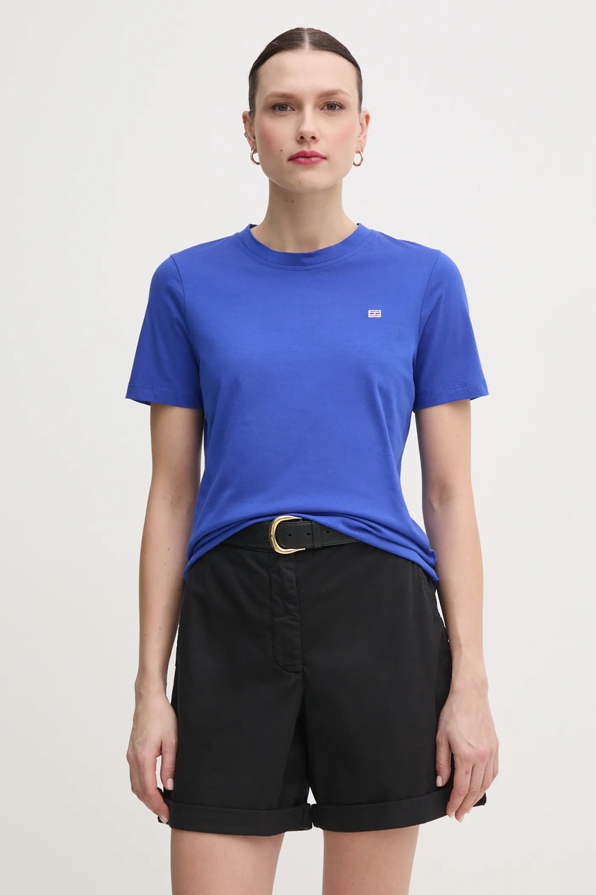 Levně Bavlněné tričko Tommy Hilfiger fialová barva, WW0WW45522