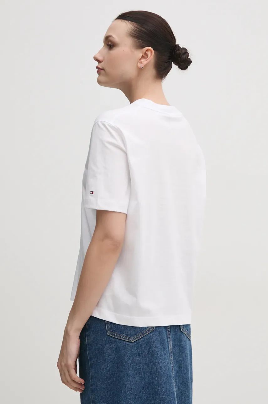 Хлопковая футболка Tommy Hilfiger женская цвет белый WW0WW45525 Хлопковая футболка Tommy Hilfiger женская цвет белый WW0WW45525