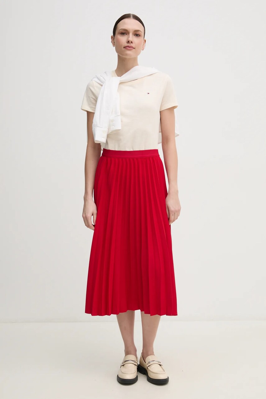 Хлопковая футболка Tommy Hilfiger женская цвет бежевый WW0WW44433 Хлопковая футболка Tommy Hilfiger женская цвет бежевый WW0WW44433