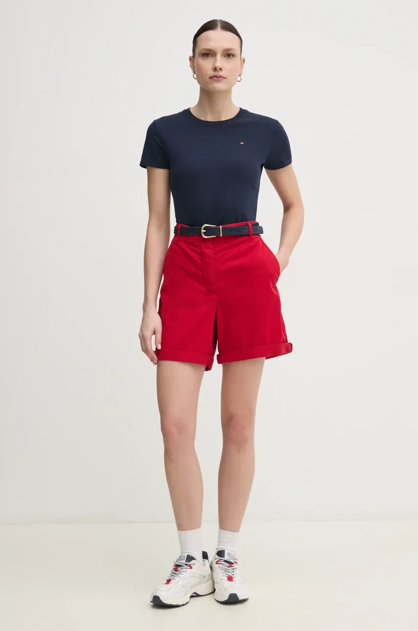 Хлопковая футболка Tommy Hilfiger женская цвет синий WW0WW44433 Хлопковая футболка Tommy Hilfiger женская цвет синий WW0WW44433