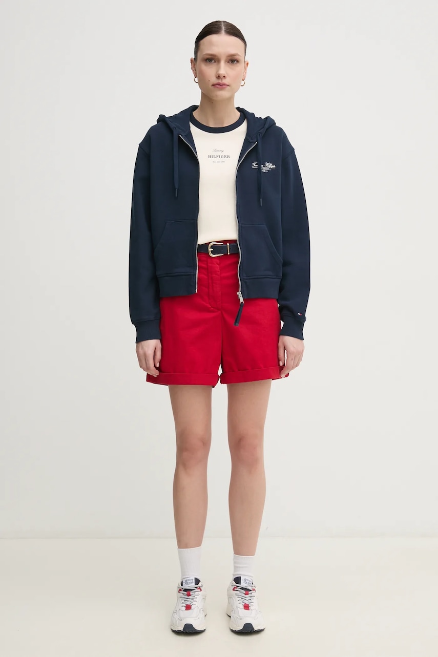 Хлопковая футболка Tommy Hilfiger женская цвет бежевый WW0WW44586 Хлопковая футболка Tommy Hilfiger женская цвет бежевый WW0WW44586