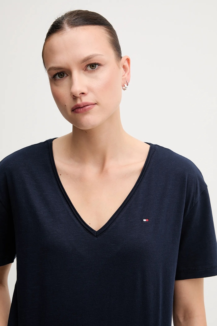 Βαμβακερό μπλουζάκι Tommy Hilfiger χρώμα: ναυτικό μπλε, WW0WW43901 φωτογραφία