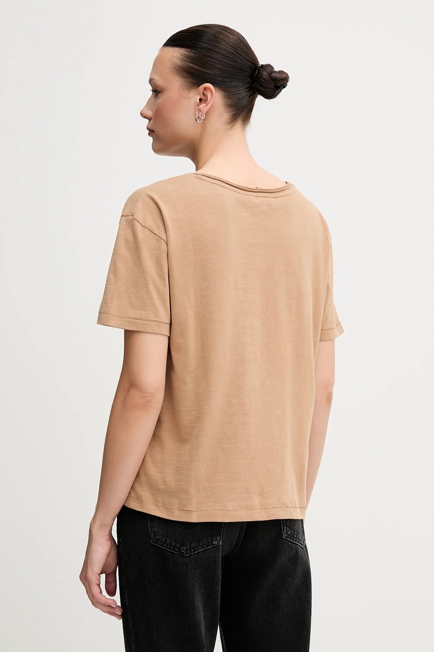 Хлопковая футболка цвет коричневый WW0WW43901