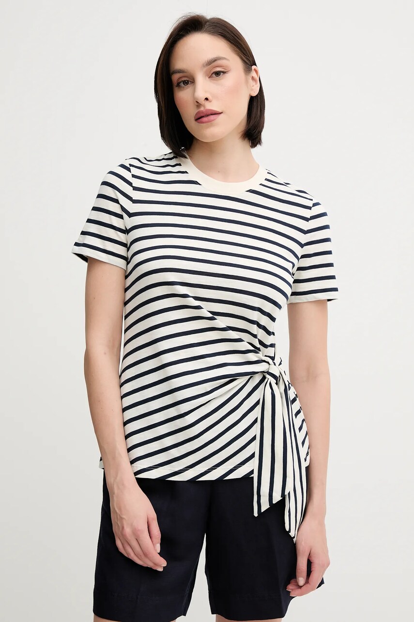 Levně Bavlněné tričko Tommy Hilfiger dámské, béžová barva, WW0WW44559