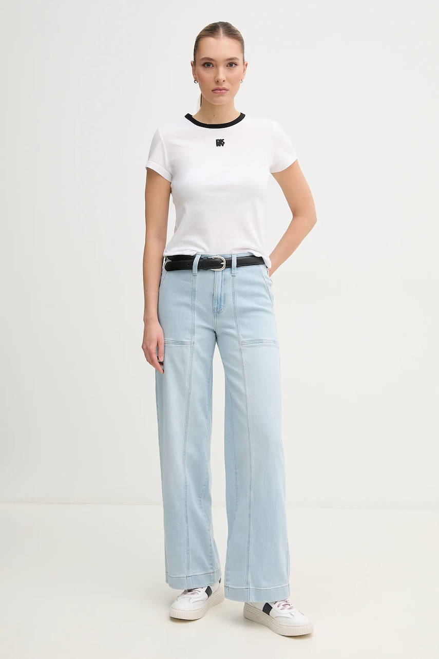 Хлопковая футболка Dkny женская цвет белый DJ5T1340 Хлопковая футболка Dkny женская цвет белый DJ5T1340