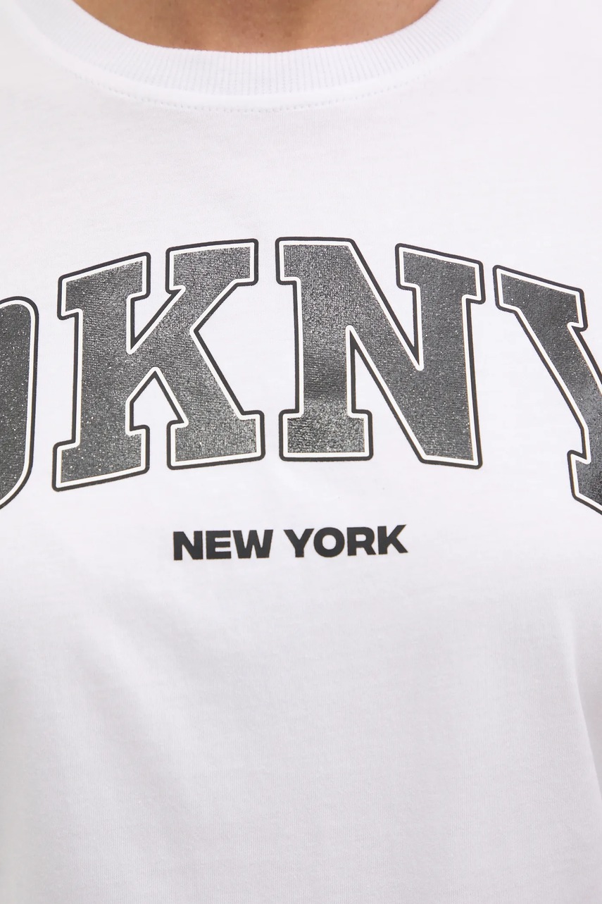 Βαμβακερό μπλουζάκι Dkny γυναικείο, χρώμα: άσπρο, DP5T1224 φωτογραφία