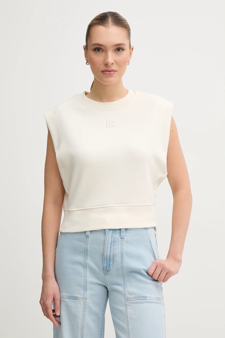 Dkny top din bumbac culoarea bej, DJ5T1397 Dkny top din bumbac culoarea bej, DJ5T1397