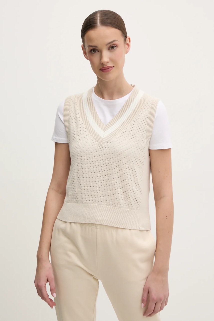 Dkny pulover de bumbac femei, culoarea bej, light, DP5R6021