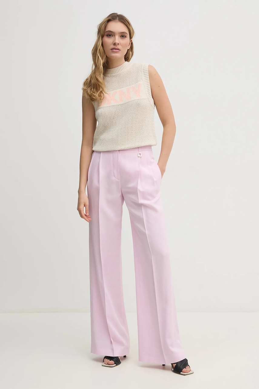 Хлопковая жилетка Dkny женский цвет бежевый DJ5R0650 Хлопковая жилетка Dkny женский цвет бежевый DJ5R0650