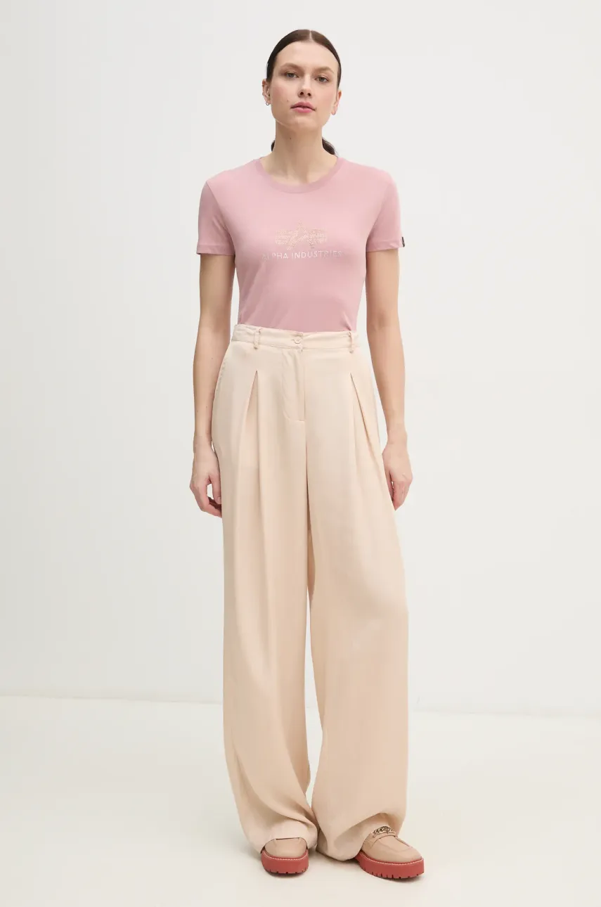 Хлопковая футболка Alpha Industries Crystal T Wmn женская цвет розовый 136063 Хлопковая футболка Alpha Industries Crystal T Wmn женская цвет розовый 136063