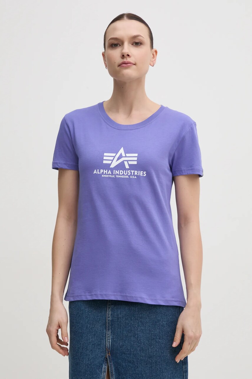 Alpha Industries tricou din bumbac New Basic T Wmn femei, culoarea violet, 196051