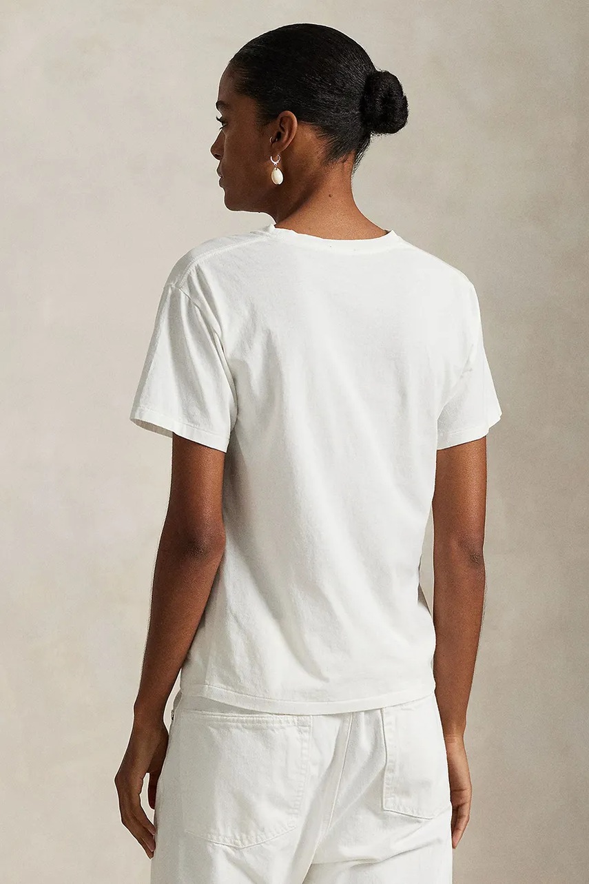 Хлопковая футболка Polo Ralph Lauren цвет белый 211965107 Хлопковая футболка Polo Ralph Lauren цвет белый 211965107