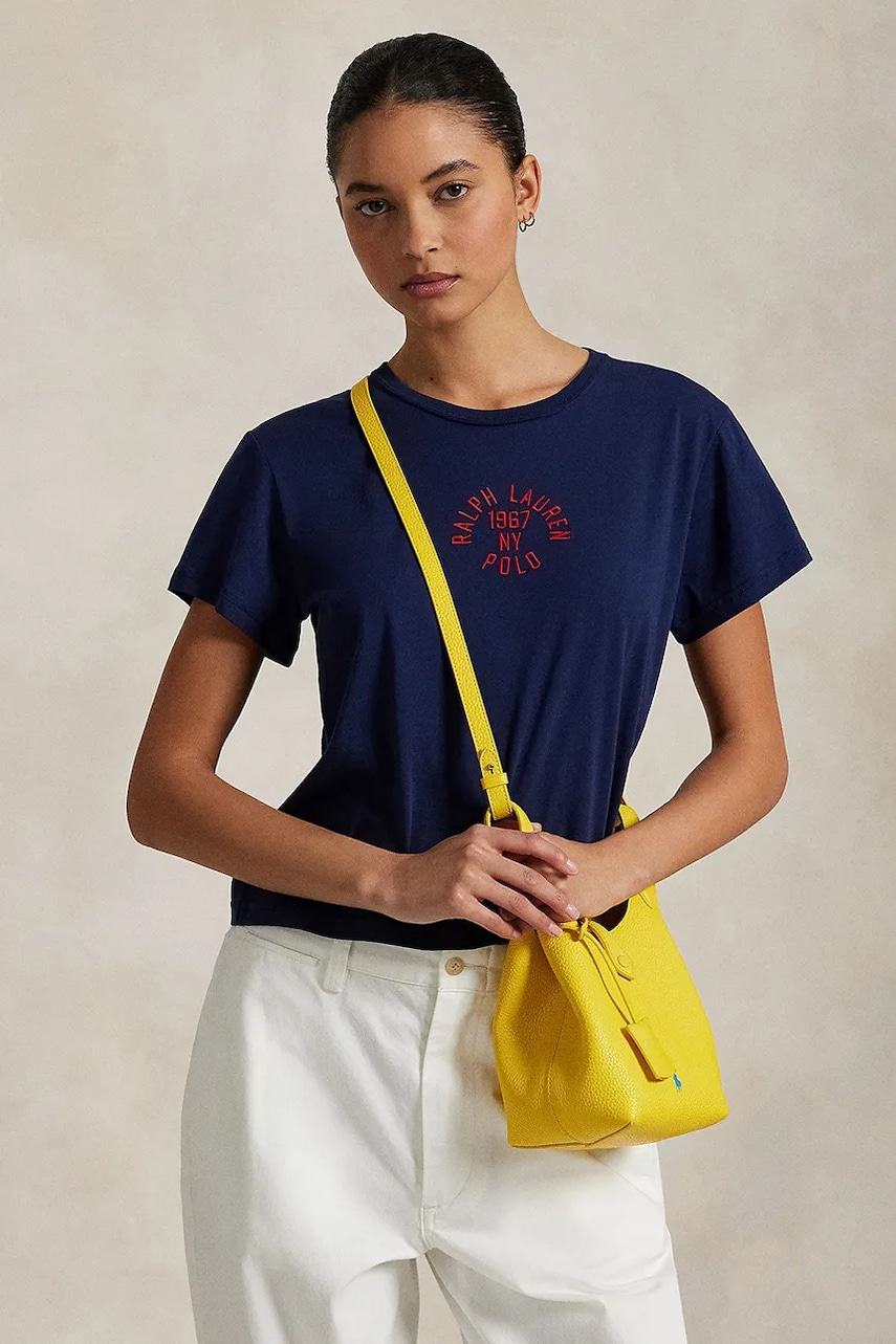 Levně Bavlněné tričko Polo Ralph Lauren dámské, tmavomodrá barva, 211965108