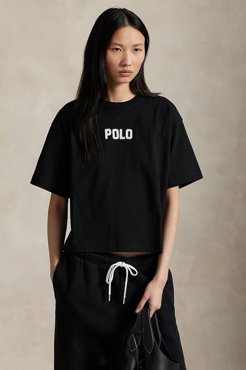 Levně Bavlněné tričko Polo Ralph Lauren dámské, černá barva, 211965119
