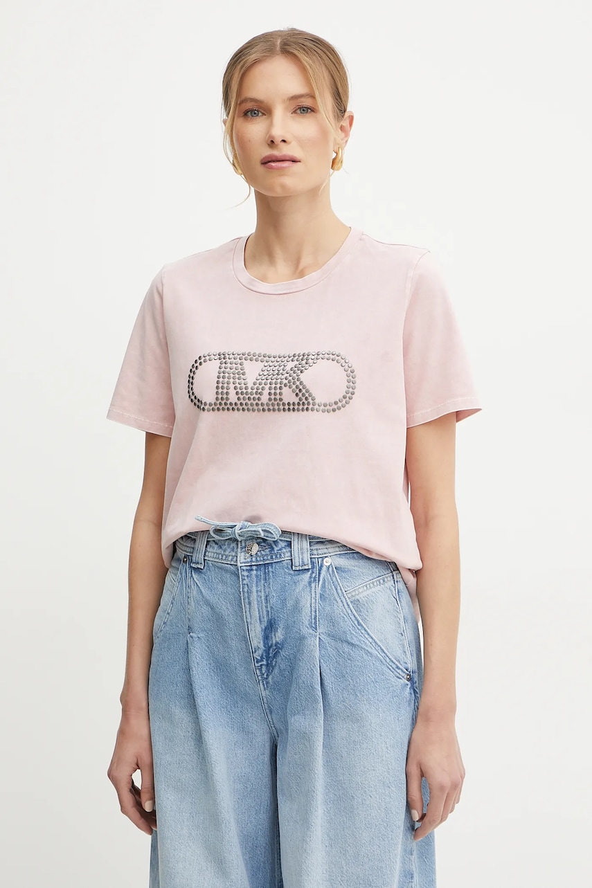 MICHAEL Michael Kors tricou din bumbac femei, culoarea roz, MS551SC491
