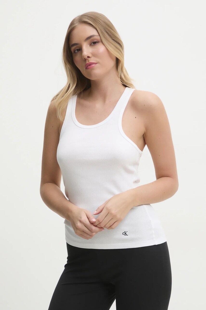 Levně Bavlněný top Calvin Klein Underwear 3-pack šedá barva, LV00QS7493