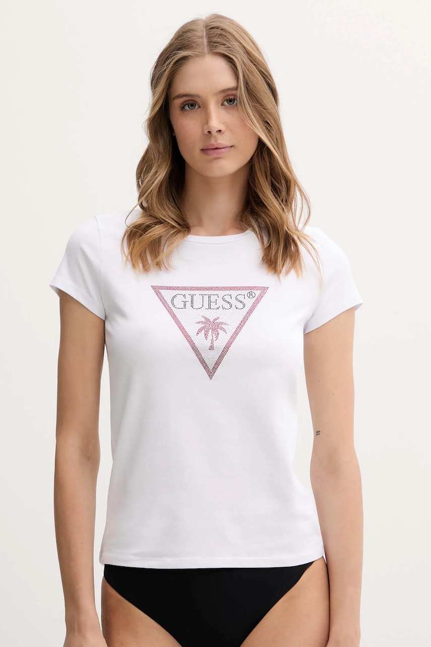 Levně Tričko Guess dámské, bílá barva, E5GI08 J1314