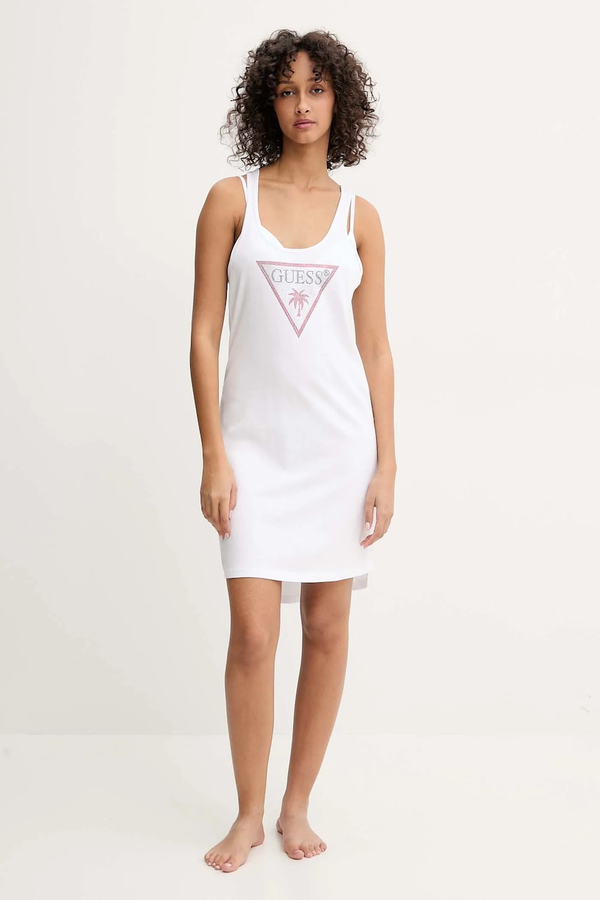 Хлопковое пляжное платье Guess цвет белый E5GP01 I3Z14 Хлопковое пляжное платье Guess цвет белый E5GP01 I3Z14