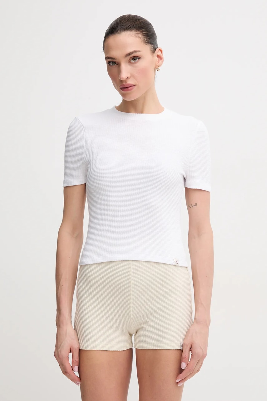 Levně Tričko Calvin Klein Jeans bílá barva, J20J225239