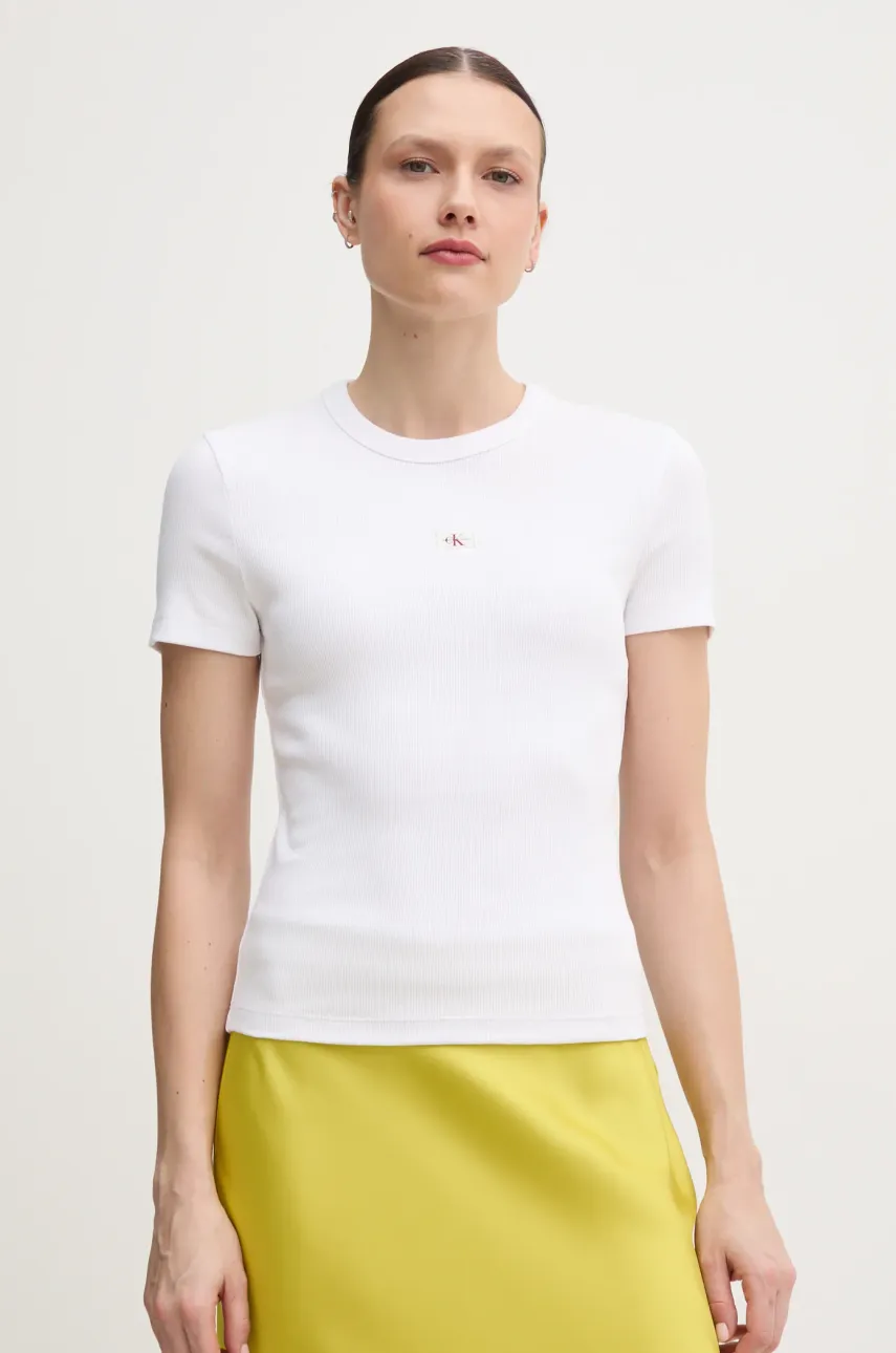 Levně Tričko Calvin Klein Jeans bílá barva, J20J225245