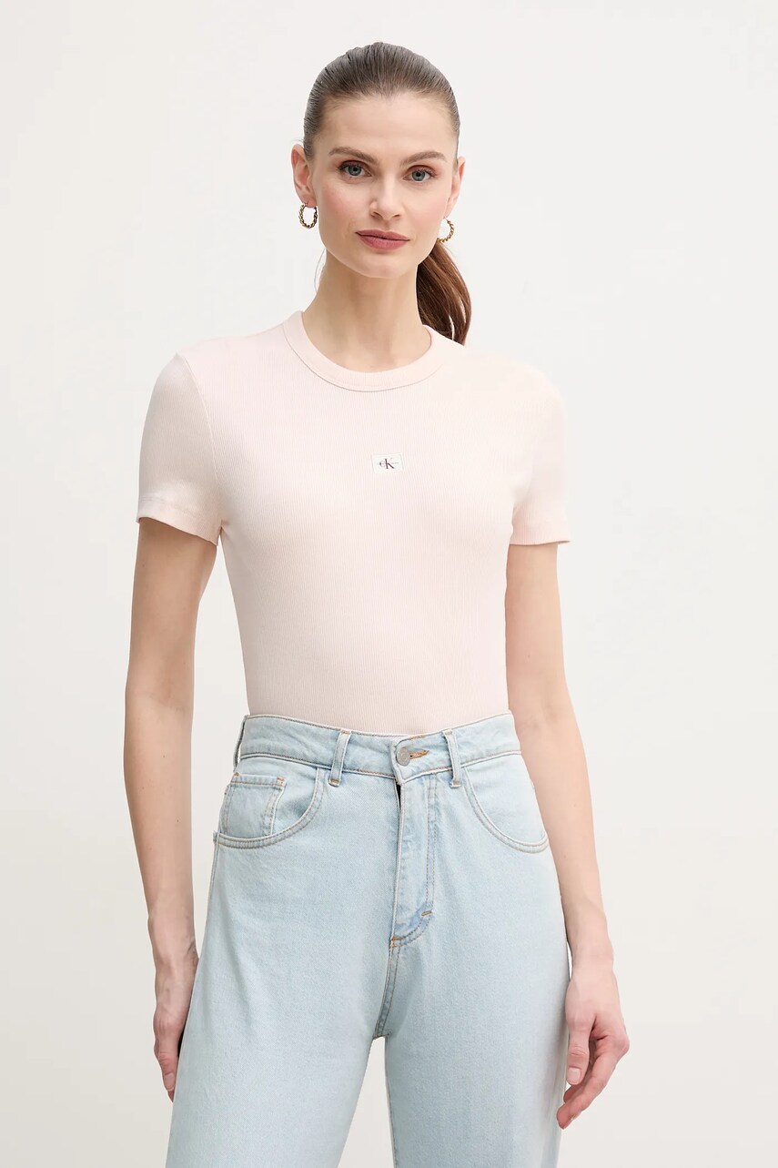 Levně Tričko Calvin Klein Jeans růžová barva, J20J225245